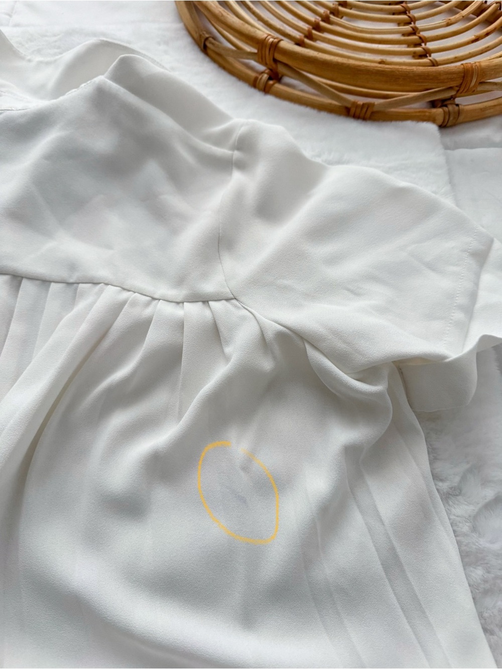 Ruti Look In The Back Blouse M/L White Pleated Short Sleeves Button Up Shirt Top - Picture 11 of 13